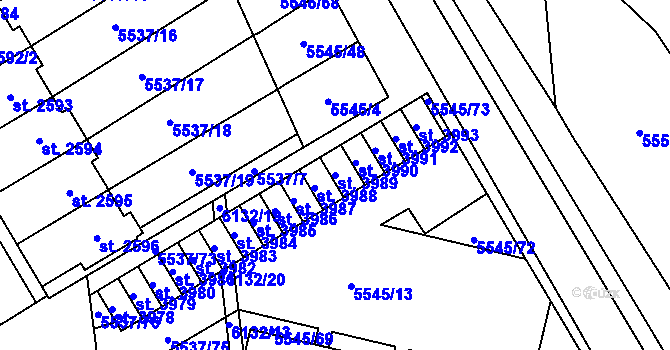 Parcela st. 3989 v KÚ Polička, Katastrální mapa