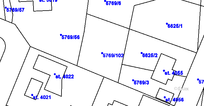 Parcela st. 5769/102 v KÚ Polička, Katastrální mapa