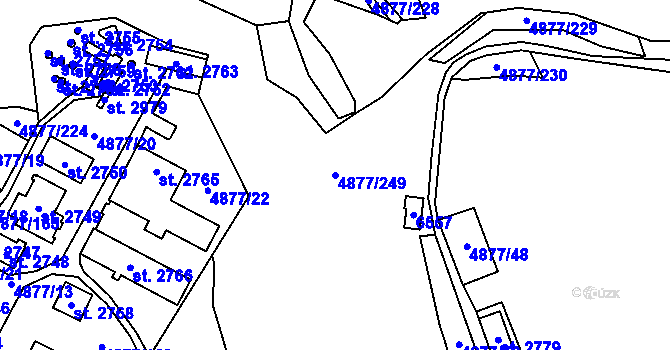 Parcela st. 4877/249 v KÚ Polička, Katastrální mapa