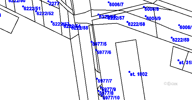 Parcela st. 5977/6 v KÚ Polička, Katastrální mapa