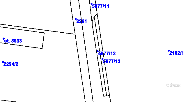 Parcela st. 5977/12 v KÚ Polička, Katastrální mapa