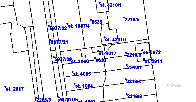 Parcela st. 4017 v KÚ Polička, Katastrální mapa