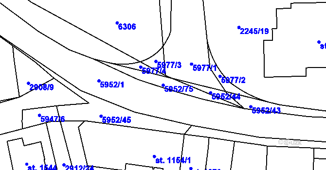 Parcela st. 5952/75 v KÚ Polička, Katastrální mapa