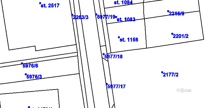 Parcela st. 5977/18 v KÚ Polička, Katastrální mapa