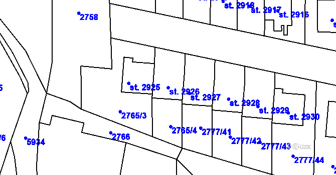 Parcela st. 2926 v KÚ Polička, Katastrální mapa