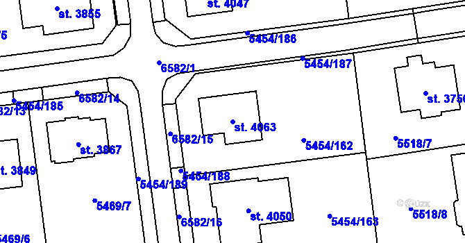 Parcela st. 4063 v KÚ Polička, Katastrální mapa