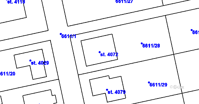 Parcela st. 4072 v KÚ Polička, Katastrální mapa