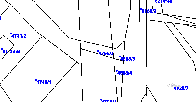 Parcela st. 4796/3 v KÚ Polička, Katastrální mapa