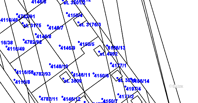 Parcela st. 4092 v KÚ Polička, Katastrální mapa