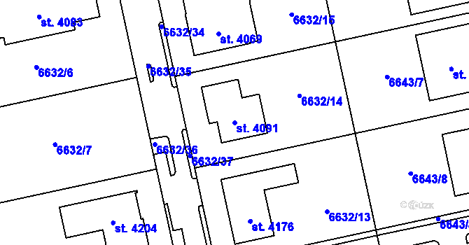 Parcela st. 4091 v KÚ Polička, Katastrální mapa