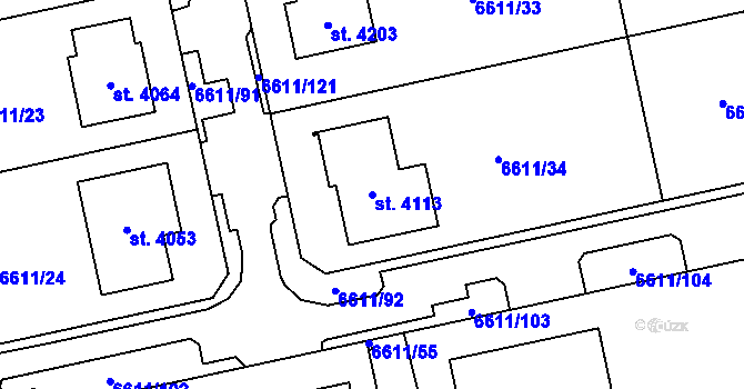 Parcela st. 4113 v KÚ Polička, Katastrální mapa