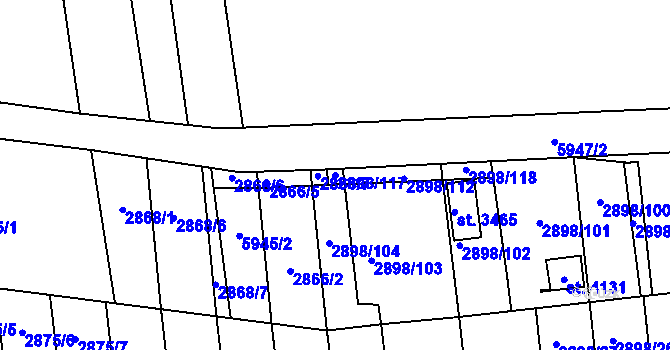 Parcela st. 2898/117 v KÚ Polička, Katastrální mapa