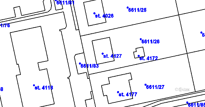 Parcela st. 4127 v KÚ Polička, Katastrální mapa