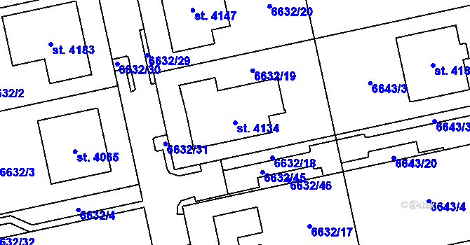 Parcela st. 4134 v KÚ Polička, Katastrální mapa