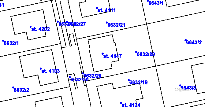 Parcela st. 4147 v KÚ Polička, Katastrální mapa