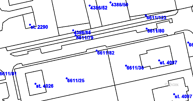 Parcela st. 6611/82 v KÚ Polička, Katastrální mapa