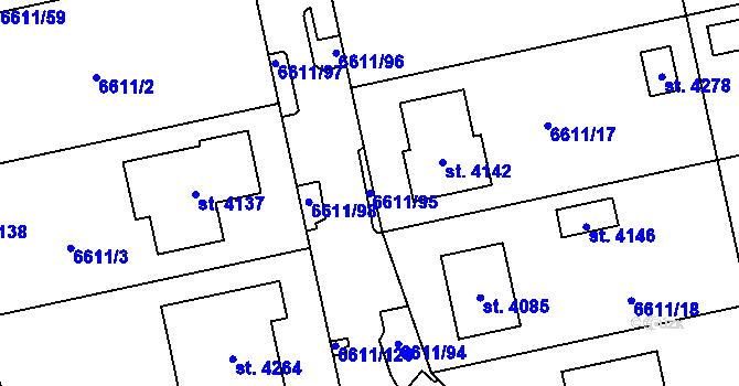 Parcela st. 6611/95 v KÚ Polička, Katastrální mapa