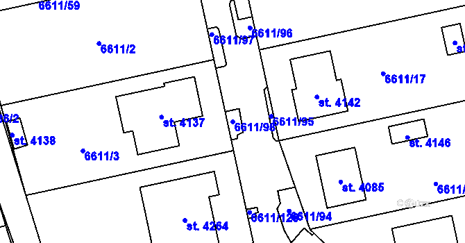 Parcela st. 6611/98 v KÚ Polička, Katastrální mapa