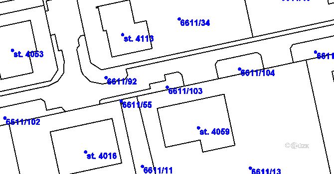Parcela st. 6611/103 v KÚ Polička, Katastrální mapa