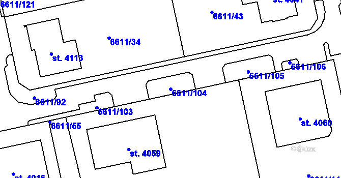 Parcela st. 6611/104 v KÚ Polička, Katastrální mapa