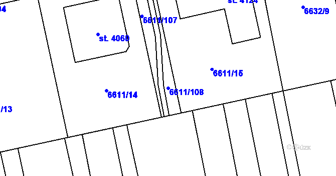 Parcela st. 6611/108 v KÚ Polička, Katastrální mapa