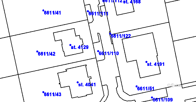 Parcela st. 6611/110 v KÚ Polička, Katastrální mapa