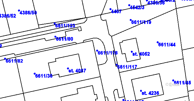 Parcela st. 6611/118 v KÚ Polička, Katastrální mapa