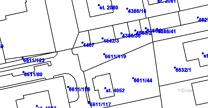 Parcela st. 6611/119 v KÚ Polička, Katastrální mapa