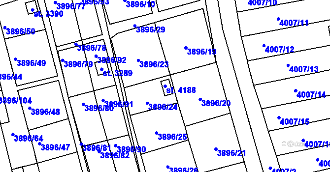 Parcela st. 4188 v KÚ Polička, Katastrální mapa