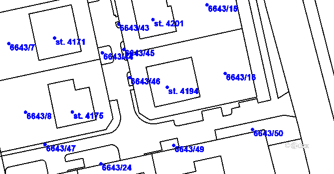 Parcela st. 4194 v KÚ Polička, Katastrální mapa