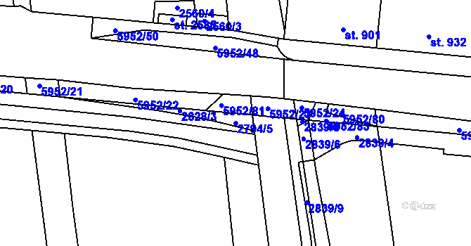Parcela st. 2794/5 v KÚ Polička, Katastrální mapa