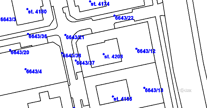 Parcela st. 4208 v KÚ Polička, Katastrální mapa