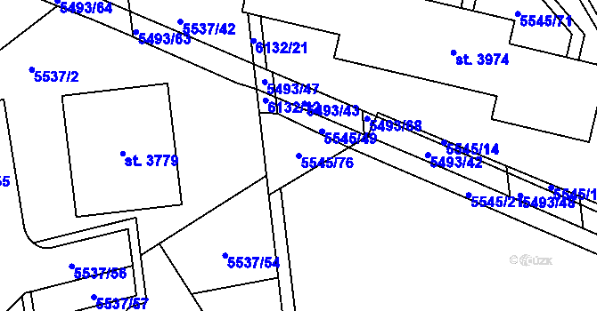 Parcela st. 5545/76 v KÚ Polička, Katastrální mapa