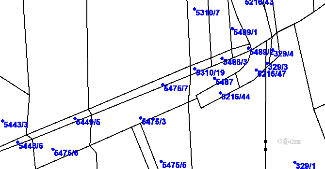 Parcela st. 5475/7 v KÚ Polička, Katastrální mapa