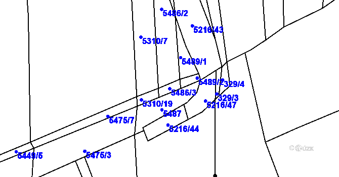 Parcela st. 5486/3 v KÚ Polička, Katastrální mapa