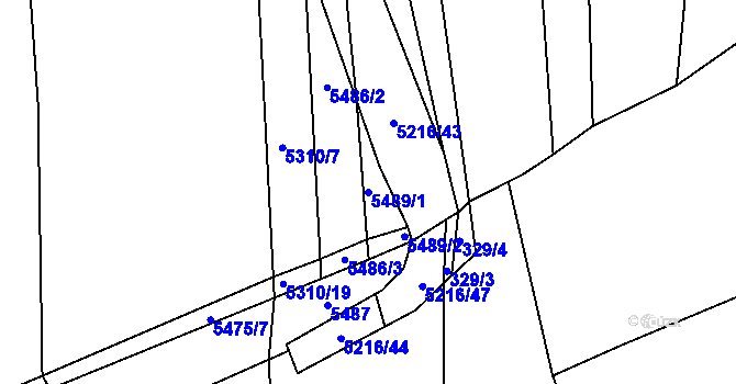 Parcela st. 5489/1 v KÚ Polička, Katastrální mapa