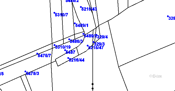 Parcela st. 5216/47 v KÚ Polička, Katastrální mapa