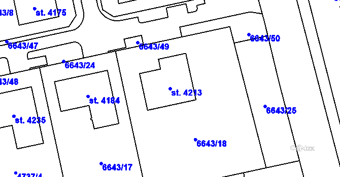 Parcela st. 4213 v KÚ Polička, Katastrální mapa