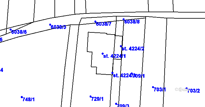 Parcela st. 4224/1 v KÚ Polička, Katastrální mapa