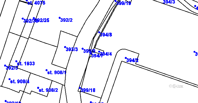 Parcela st. 394/4 v KÚ Polička, Katastrální mapa
