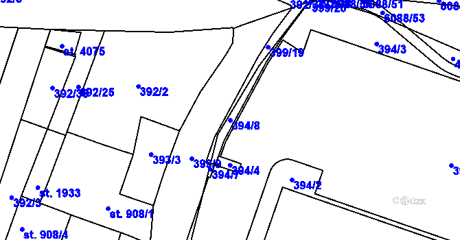 Parcela st. 394/8 v KÚ Polička, Katastrální mapa