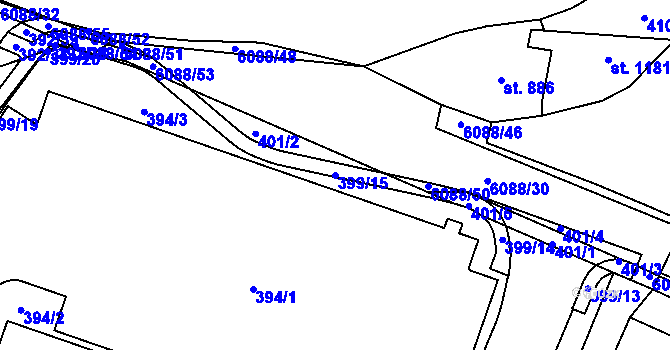 Parcela st. 399/15 v KÚ Polička, Katastrální mapa
