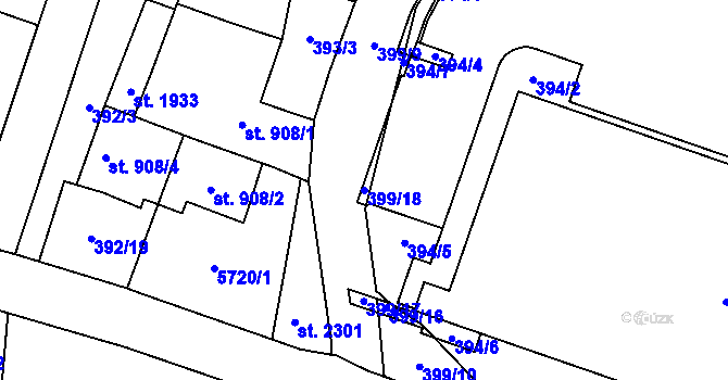 Parcela st. 399/18 v KÚ Polička, Katastrální mapa