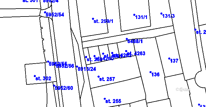 Parcela st. 4261 v KÚ Polička, Katastrální mapa