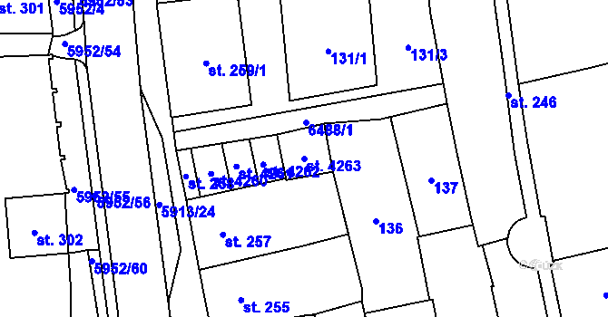 Parcela st. 4263 v KÚ Polička, Katastrální mapa