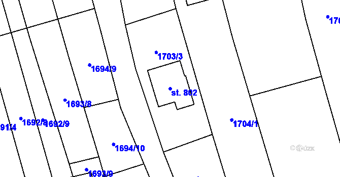 Parcela st. 802 v KÚ Poličná, Katastrální mapa