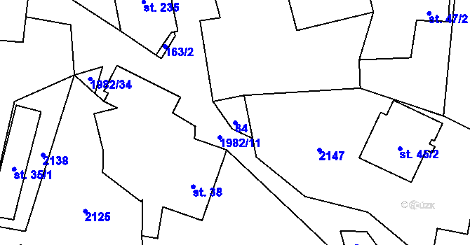 Parcela st. 84 v KÚ Poličná, Katastrální mapa