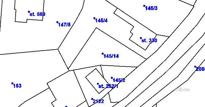 Parcela st. 145/14 v KÚ Poličná, Katastrální mapa