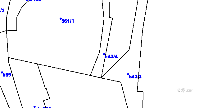 Parcela st. 543/4 v KÚ Poličná, Katastrální mapa