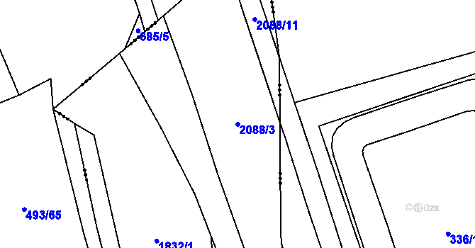 Parcela st. 2088/3 v KÚ Poličná, Katastrální mapa